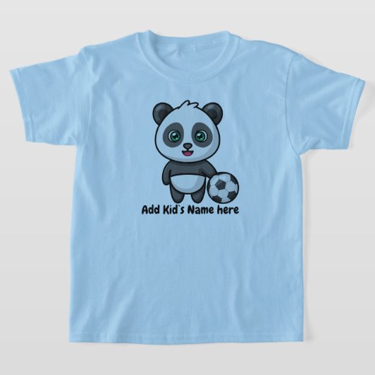 かわいいパンダサッカーサッカーカスタムの子供の名前 Tシャツ (レイダウン)