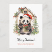 かわいいパンダサンタクリスマスハウス ポストカード (正面)