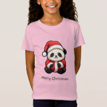 かわいいパンダサンタクロースクリスマスTシャツ