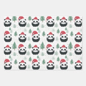 かわいいパンダサンタ冬のホリデーパターン ラッピングペーパーシート (正面3)