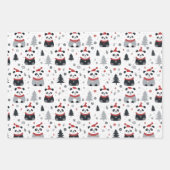 かわいいパンダサンタ冬のホリデーパターン ラッピングペーパーシート (正面2)