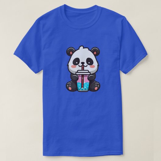 かわいいパンダシッピングバブルティー – かわいいボバティー Tシャツ (デザイン正面)