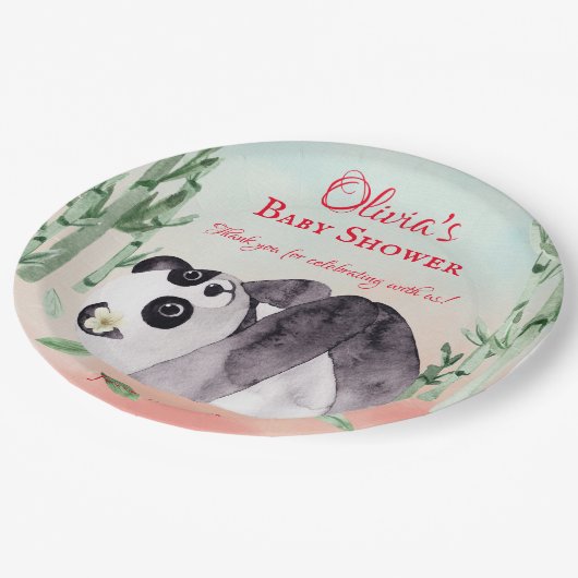 かわいいパンダジェンダー赤ちゃんシャワー ペーパープレート (アングル)