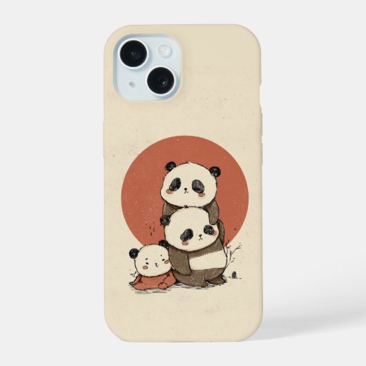 かわいいパンダデザイン iPhone 15ケース (裏面)