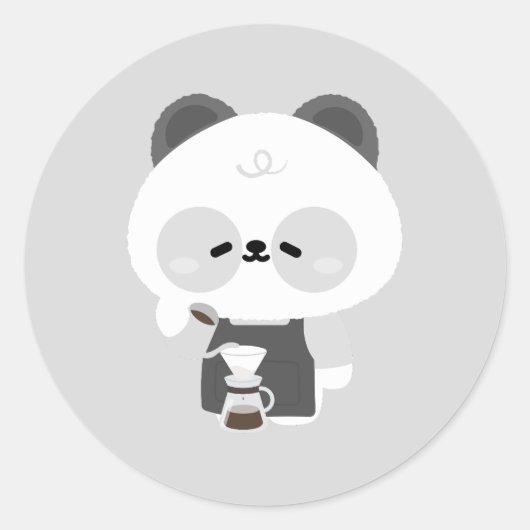 かわいいパンダバリスタ ラウンドシール (正面)