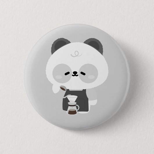かわいいパンダバリスタ 缶バッジ (正面)