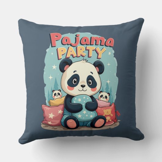 かわいいパンダパジャマパーティーコージースリーポバーエステティック クッション (裏面)