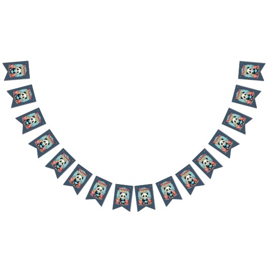 かわいいパンダパジャマパーティーコージースリーポバーエステティック バンティングフラッグ (全)