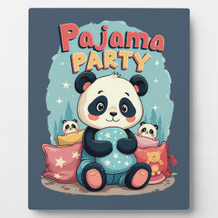 かわいいパンダパジャマパーティーコージースリーポバーエステティック フォトプラーク