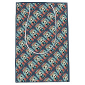 かわいいパンダパジャマパーティーコージースリーポバーエステティック ミディアムペーパーバッグ (正面)