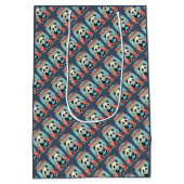 かわいいパンダパジャマパーティーコージースリーポバーエステティック ミディアムペーパーバッグ (裏面)