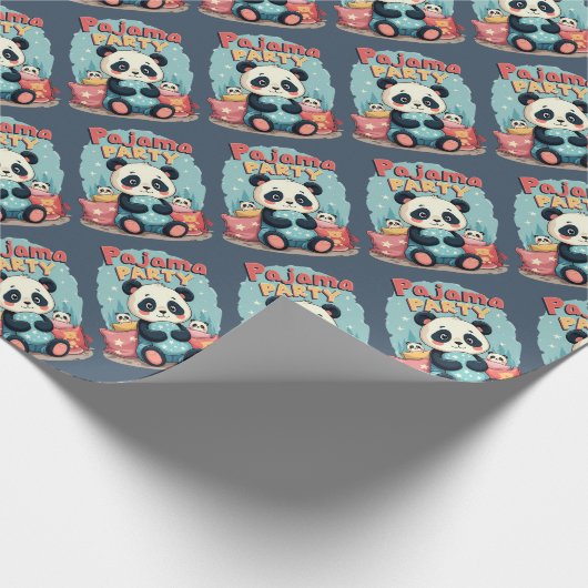 かわいいパンダパジャマパーティーコージースリーポバーエステティック ラッピングペーパー (角)