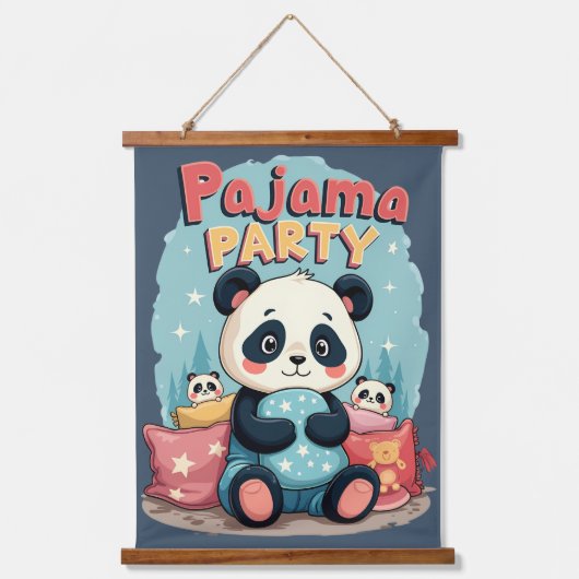 かわいいパンダパジャマパーティーコージースリーポバーエステティック 吊り下げ型タペストリー (正面)