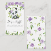 かわいいパンダパープルフローラ緑おむつラッフル エンクロージャーカード (正面/裏面)