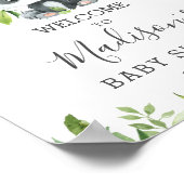 かわいいパンダパープルフローラ緑の竹へようこそ ポスター (角)