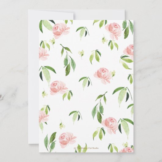 かわいいパンダピンクフローラ緑ベビーシャワーガール 招待状 (裏面)