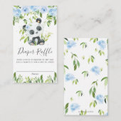 かわいいパンダブルーフローラ緑おむつラッフル エンクロージャーカード (正面/裏面)