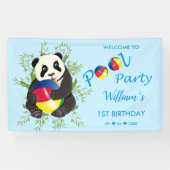 かわいいパンダプールパーティー1stバースデーウェルカム 横断幕 (横)