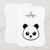 かわいいパンダベアのカスタムモノグラム ノートカード (正面/裏面)