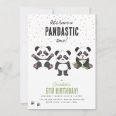 かわいいパンダベアテーマ かわいい子供の誕生日パーティー 招待状 (正面)