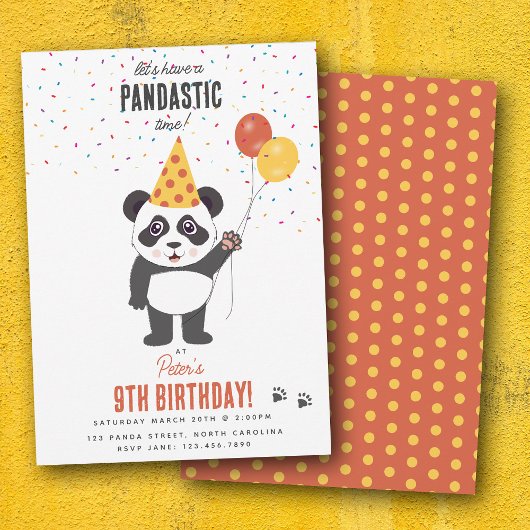 かわいいパンダベアテーマ かわいい子供の誕生日パーティー 招待状