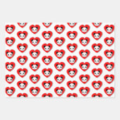 かわいいパンダベアーイン赤いハート ラッピングペーパーシート (正面)