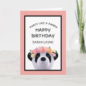 かわいいパンダベアーガールハッピーバースデーグリーティングカード カード (正面)