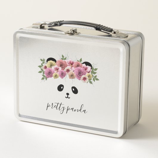 かわいいパンダベアーガールフローラメタルランチボックス メタルランチボックス (正面)