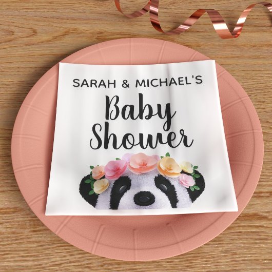 かわいいパンダベアーガールベビーシャワー紙ナプキンス スタンダードカクテルナプキン