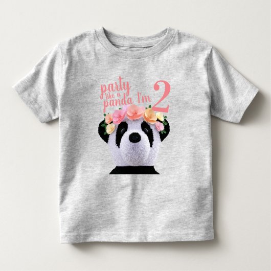かわいいパンダベアーガール2nd誕生日エージキッズTシャツ トドラーTシャツ (正面)