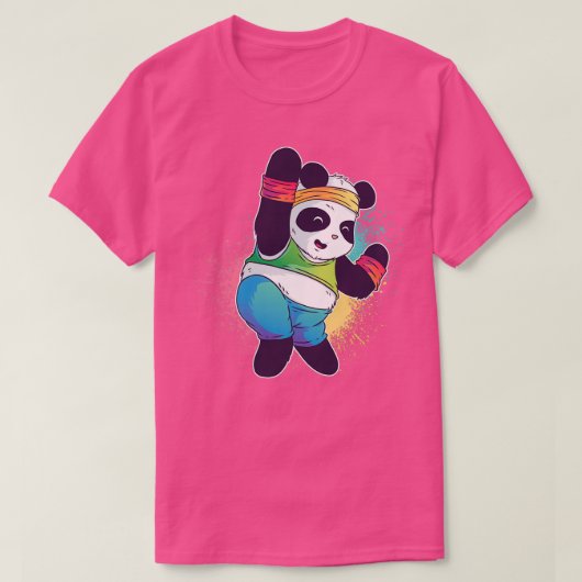 かわいいパンダベアーダービング踊りエアロビックスダンスおもしろい Tシャツ (デザイン正面)