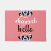 かわいいパンダベアーハローサヨナゴコーラルピンクドオーマド ドアマット (正面)