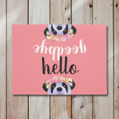 かわいいパンダベアーハローサヨナゴコーラルピンクドオーマド ドアマット