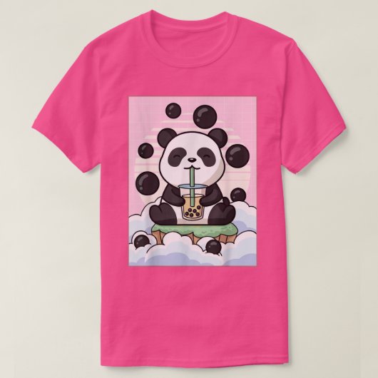 かわいいパンダベアーバブルボバミルクティー日本のアAe Tシャツ (デザイン正面)