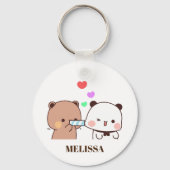 かわいいパンダベアーラブモノグラム キーホルダー (正面)