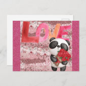 かわいいパンダベアーヴァレンティーンズデイラブ ポストカード (正面/裏面)