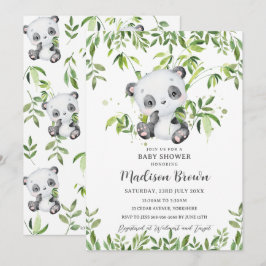 かわいいパンダベアー バンブー グリーンベイビーシャワー 招待状