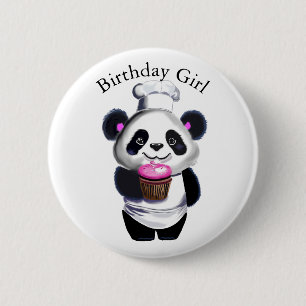 かわいいパンダベア誕生日ガールボタン 缶バッジ