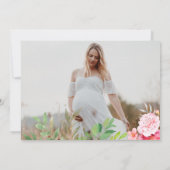 かわいいパンダベア赤面ピンクフローラベビーシャワー 招待状 (裏面)