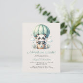 かわいいパンダミントグリーンホットエアバルーンベビーシャワー ポストカード (スタンド正面)