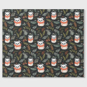 かわいいパンダ冬のホリデーパターン ラッピングペーパー (フラット)
