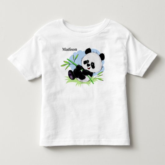 かわいいパンダ名前をカスタムする服 トドラーTシャツ (正面)