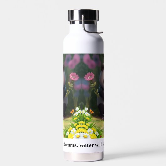 かわいいパンダ園芸花蝶引用文 ウォーターボトル (左面)