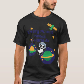かわいいパンダ宇宙飛行士 Tシャツ