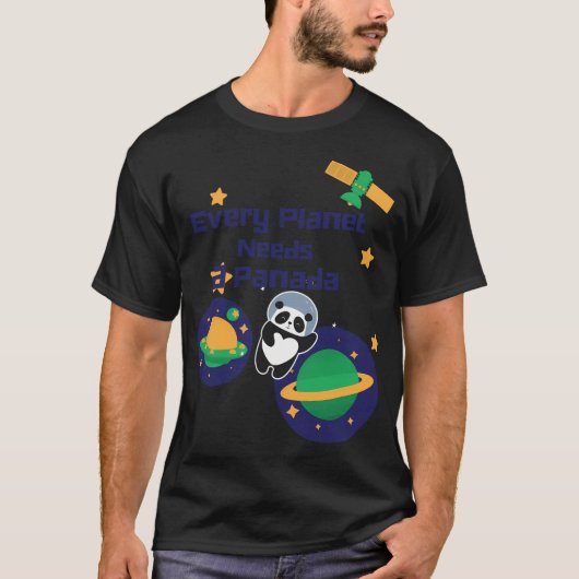 かわいいパンダ宇宙飛行士 Tシャツ (正面)
