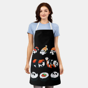 かわいいパンダ寿司抱擁まき寿司愛好家面白いかわいい食べ物 エプロン