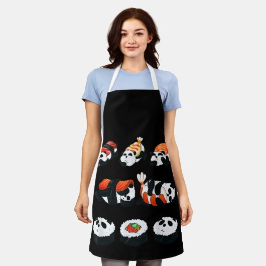 かわいいパンダ寿司抱擁まき寿司愛好家面白いかわいい食べ物  エプロン (着用した状態)