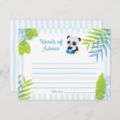 かわいいパンダ少年の赤ちゃんシャワーアドバイスカードの単語 アドバイスカード (正面/裏面)