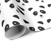 かわいいパンダ柄の白黒子供の誕生日 ラッピングペーパー (ロールコーナー)