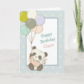 かわいいパンダ熊とバルーン誕生日カード カード (正面)